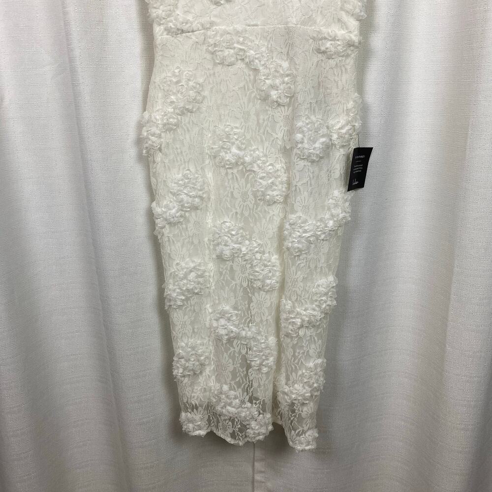 Lulus White Romantic Lace Textured Bodycon Midi Dress Sz.S NWT - Picture 7 of 16